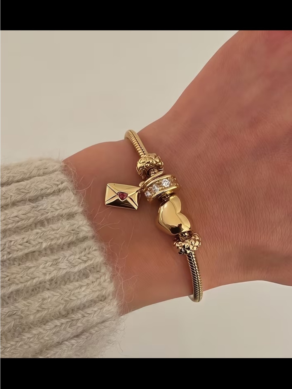 Affordable Fashion Finds Gold Charm Bracelet with Red Accent